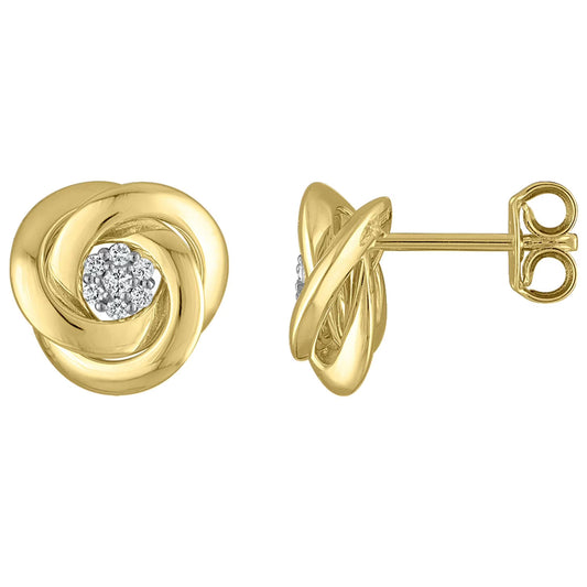 0.10 CT. T.W. Diamond Love Knot Earring in 14K Gold