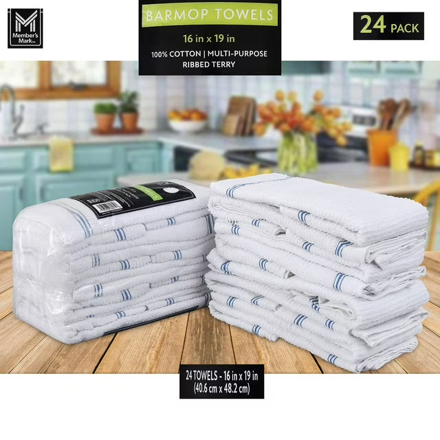 Cotton Bar Mop Towels, 16" x 19", 24 ct.