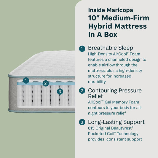 BeautySleep Maricopa 10" Medium Firm Hybrid Mattress