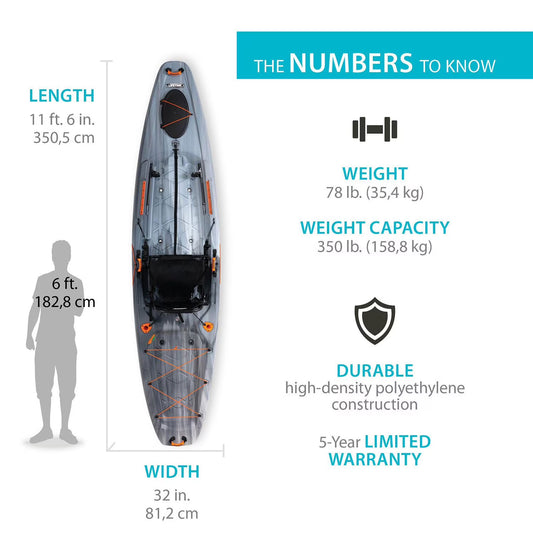 Yukon Sit-On-Top Fishing Kayak, Paddle Included