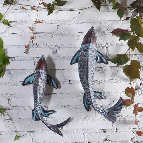 2-Pack Metal Fish Statue