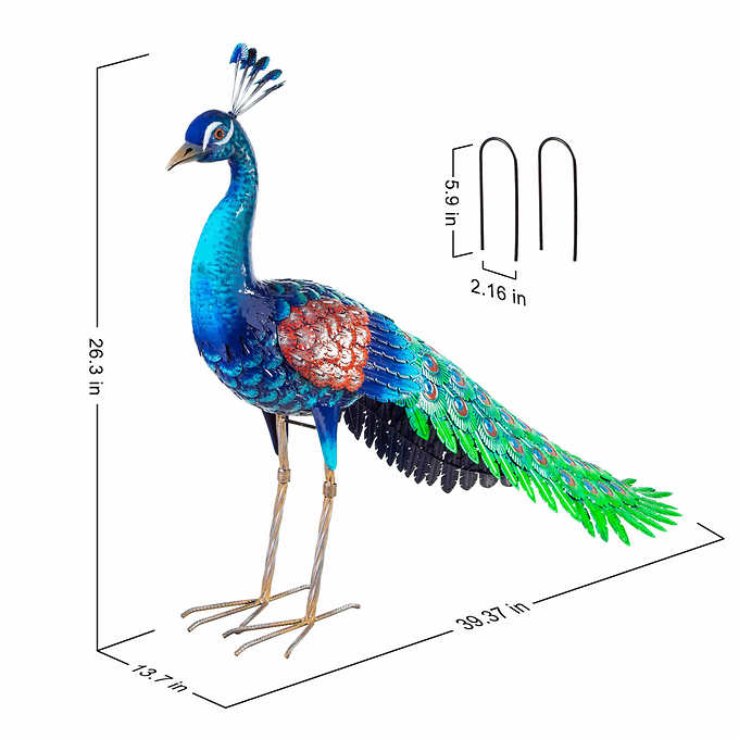 39" Metal Peacock