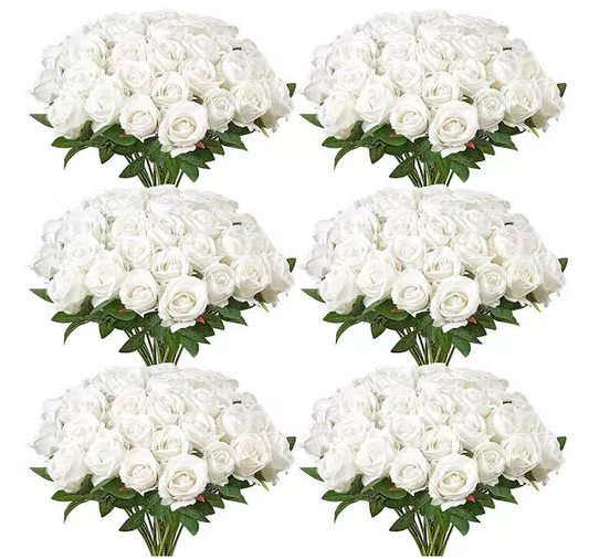 20 in. White Faux Bridal Shower with Stems