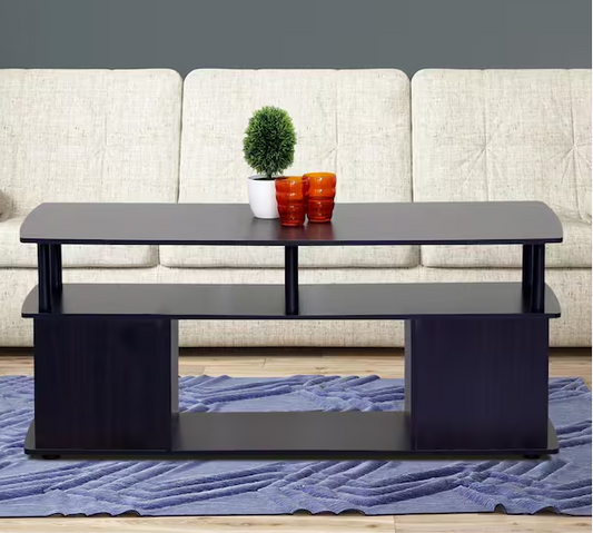 48 in. Blackwood Large Rectangle Wood Coffee Table with Shelf