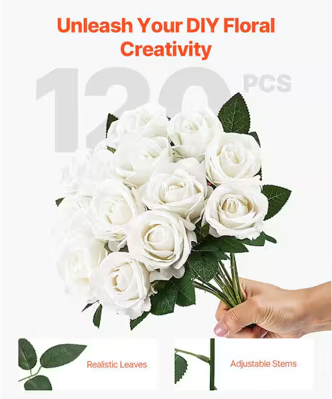 20 in. White Faux Bridal Shower with Stems