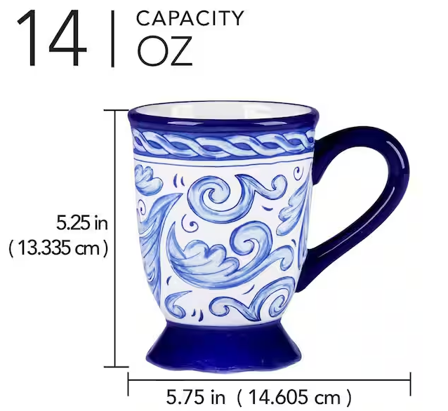 Veranda 14 oz. Multi-Colored Melamine Mug (Set of 4)