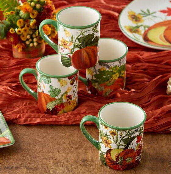 Harvest Fields Multicolored Ceramic Mugs 18 oz. (Set of 4)