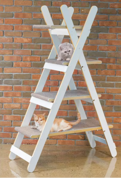White Modern Folding Cat Tree