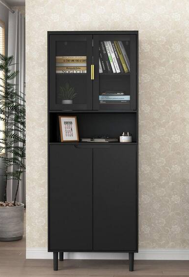 Accent Storage Cabinet with Adjustable Shelves and Glass Door