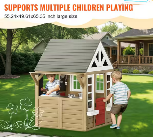 Country-Style Garden Playhouse with Door