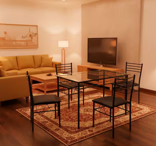 5-PCS Black Dining Table Set, Space-Saving Modern Rectangle Kitchen Table