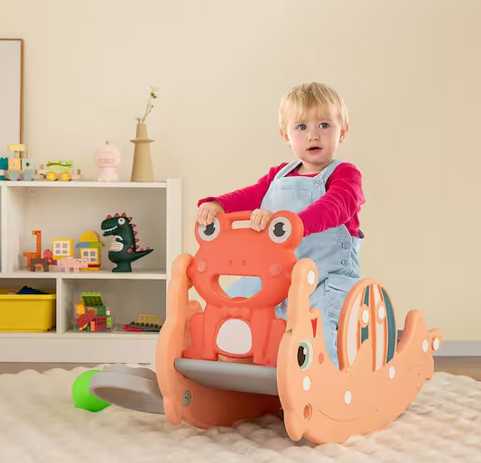 3-in-1 Kids Slide Rocking Horse Set