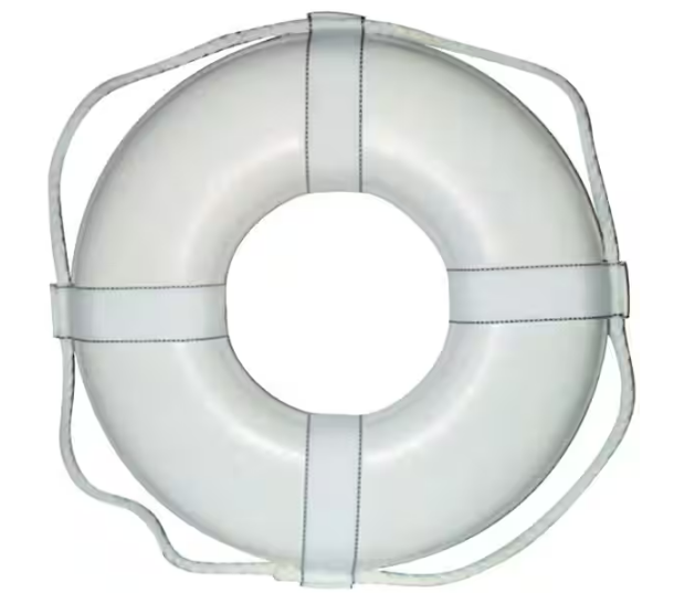 19 in. Closed Cell Foam Life Ring with Webbing Straps in White