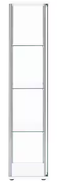 White and Clear Curio Cabinet with 4 Glass Shelves