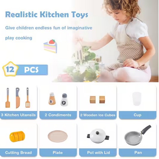 Kids Wooden Pretend Play Kitchen