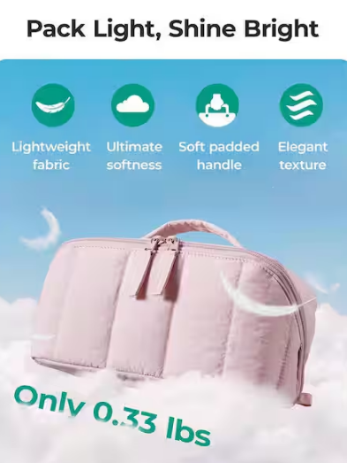 Pink Quilted Travel Makeup Toiletry Bag