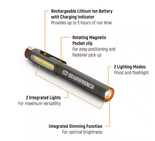 300 Lumen USB-C Rechargeable Aluminum Pen Light