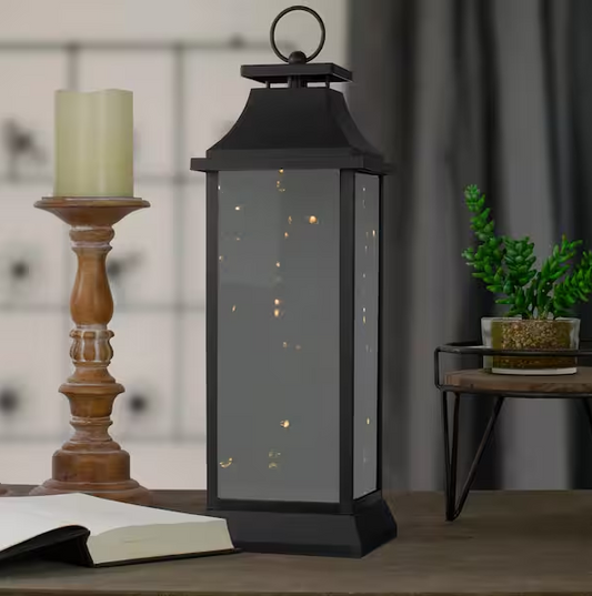 LED Battery Operated Mirrored Lantern Warm