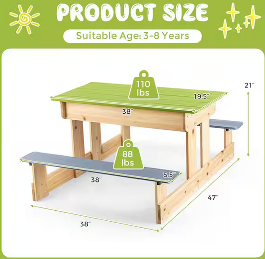 Picnic Table Outdoor Wooden Water Sand Table
