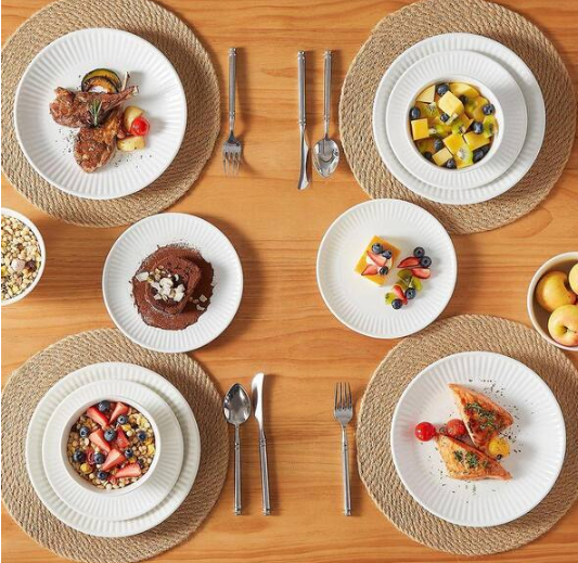 12-Piece White Porcelain Dinnerware Set