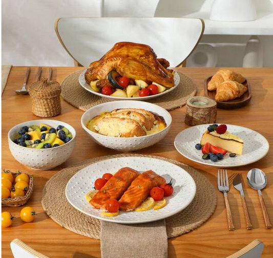 16-Piece White Stoneware Dinnerware Set