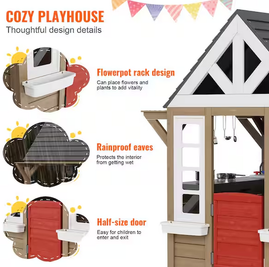 Country Style Cedar Playhouse, Gray