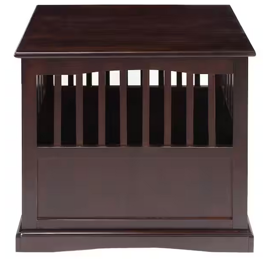 Small Espresso Pet Crate End Table with Gate