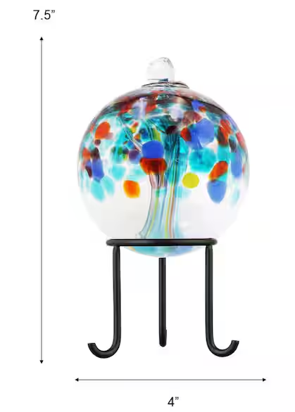 Tree Of Life 4 in. Multi-Color Devotion Hand Blown Glass Ball