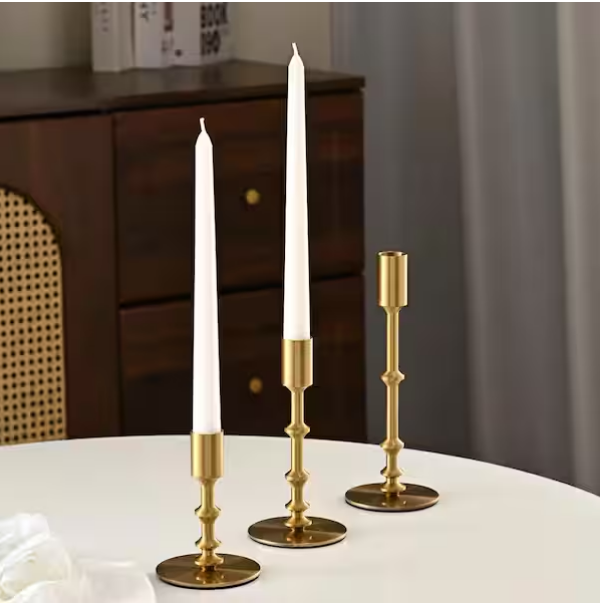 Gold Taper Candle Holders Set of 3