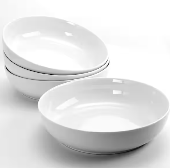 8.5 in. White Dinner and Serving Bowl (Set of 4)
