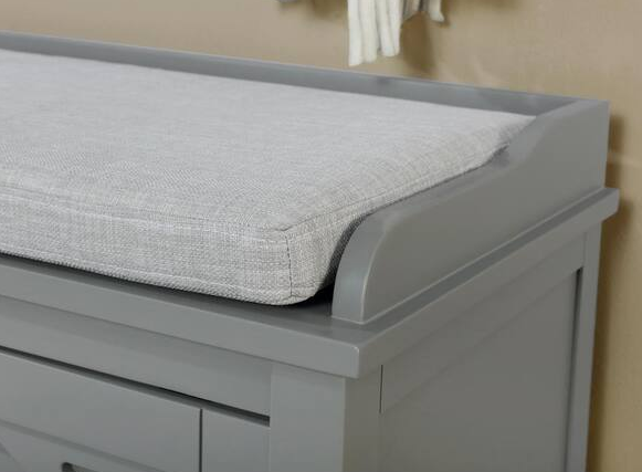 20 in. H Gray Wood Storage Bench with Cushion