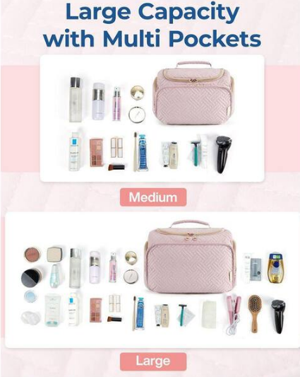 Black Travel Toiletry Bag, Cosmetic Makeup Organizer