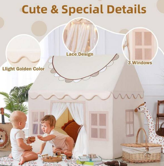 Kids Play Tent with Star Lights and Banners