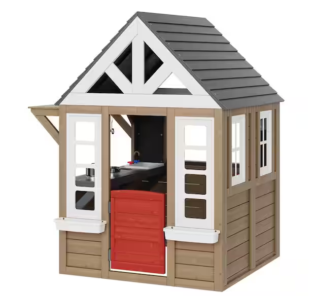 Country Style Cedar Playhouse, Gray