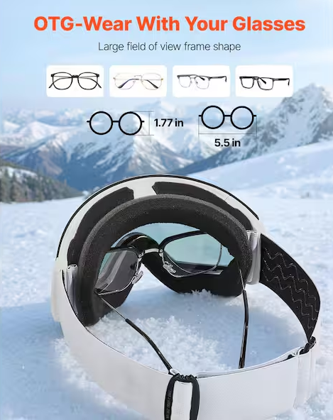 Pink Revo Coating, OTG Anti-Fog Snow Goggles