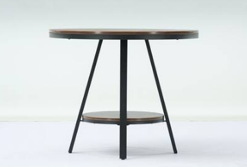 35 in. Round Brown Black Wood Storage Shelves Dining Table