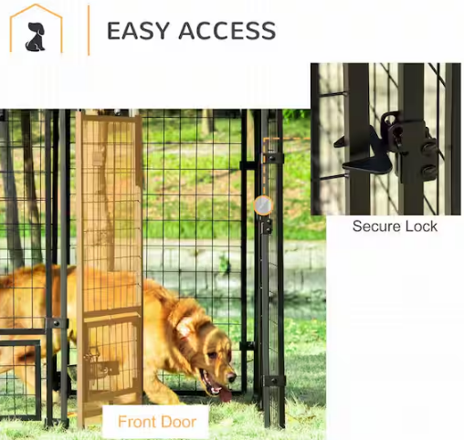 0.0005-Acre Black Steel In-Ground Dog Fence Dog Kennel House