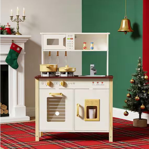 Kids Wooden Play Kitchen Set for Toddlers