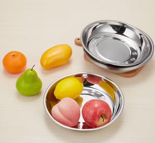 6 Piece 18/10 Stainless Steel Round Plates