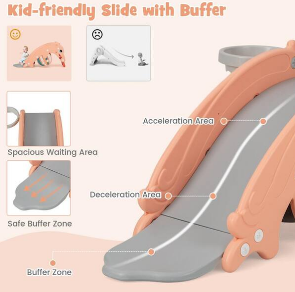 3-in-1 Kids Slide Rocking Horse Set