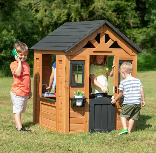 Outdoor All Cedar Wooden Kids Playhouse