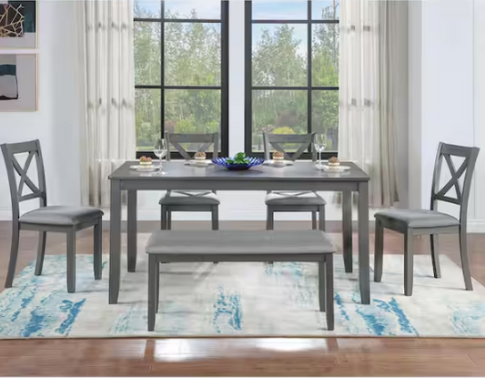 6-Piece Gray Kitchen Dining Table Set