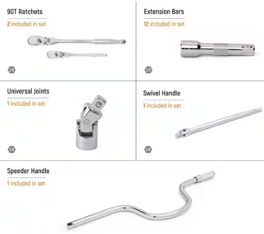 3/8 in. Drive 90-Tooth Ratchets and Drive Tool Set