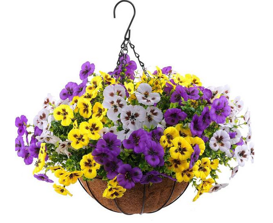 8 in. Purple Yellow White Artificial Pansy Flower