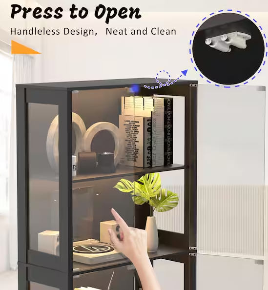 4-Tier 69 in. H Display Cabinet Lighted Curio Cabinet