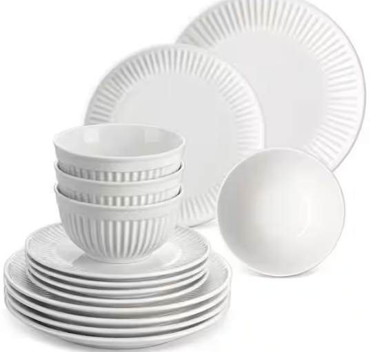 12-Piece White Porcelain Dinnerware Set