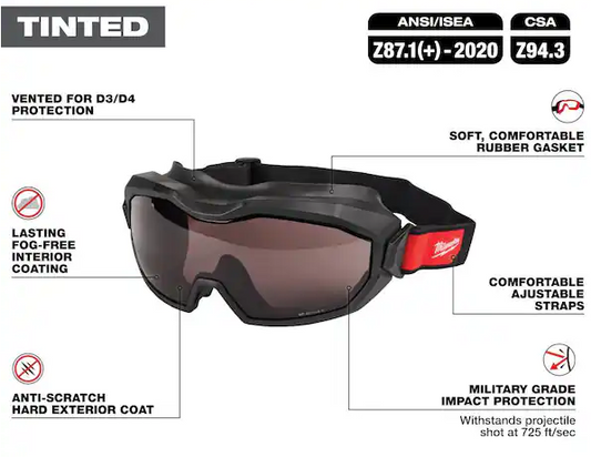Tinted Dual Coat Len's Vented Goggles