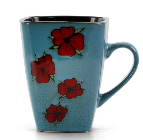 16-Piece Patterned Blue Stoneware Dinnerware Set