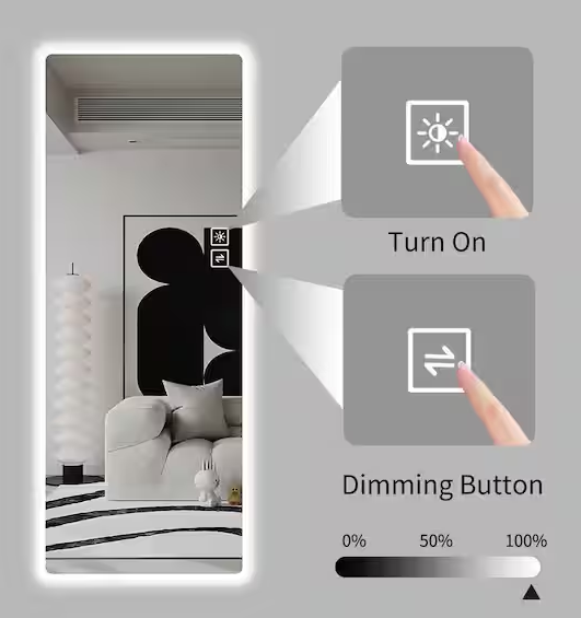 22 in. W x 65 in. H Rectangle Frameless LED Full Length Mirror