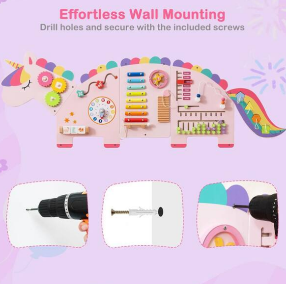 Unicorn Activity Wall Busy Board 11-in-1